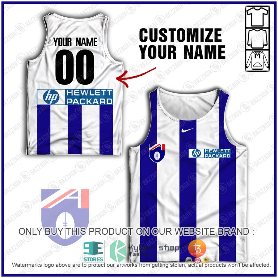 personalized north melbourne football club vintage retro afl guernsey 90s hp tank top 1 31779