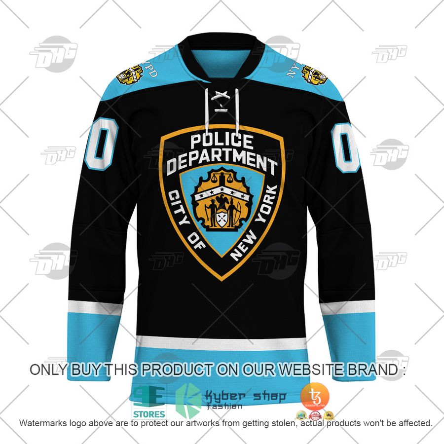 NEW NYPD Shield Police Department New York black blue Custom Name Hockey Jersey 2 personalized nypd shield police department new york black blue hockey jersey 2 86659