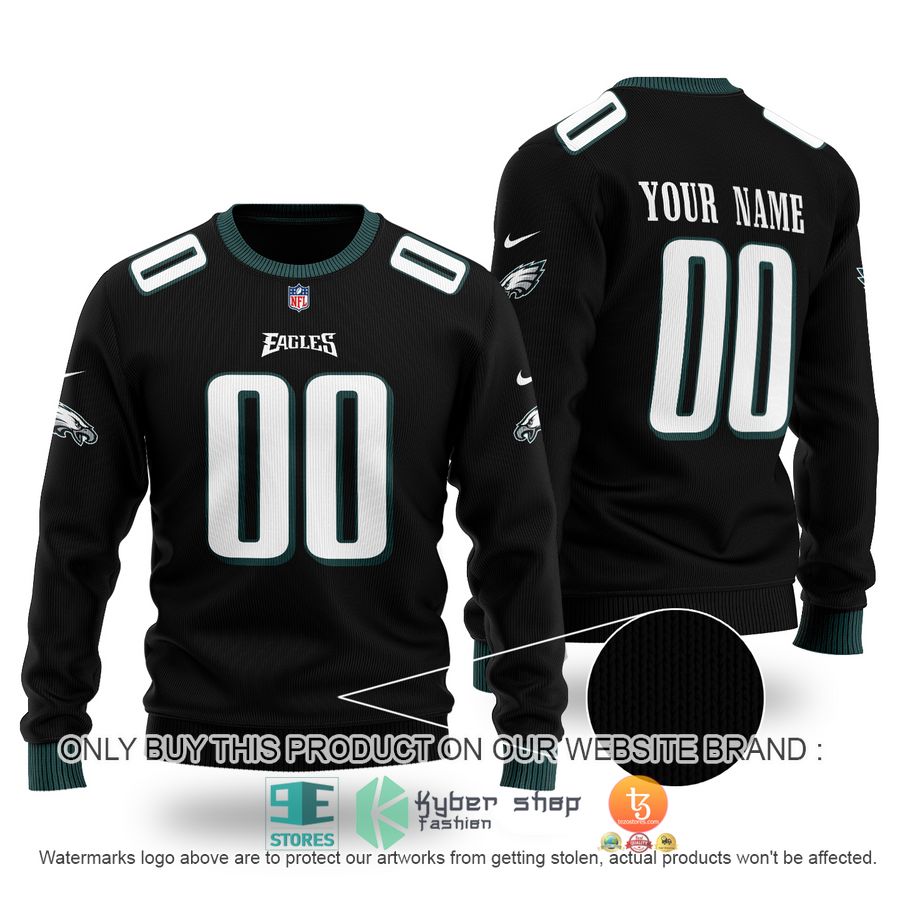 NEW Philadelphia Eagles black Custom Name Sweater 1 personalized philadelphia eagles nfl black sweater 1 85469