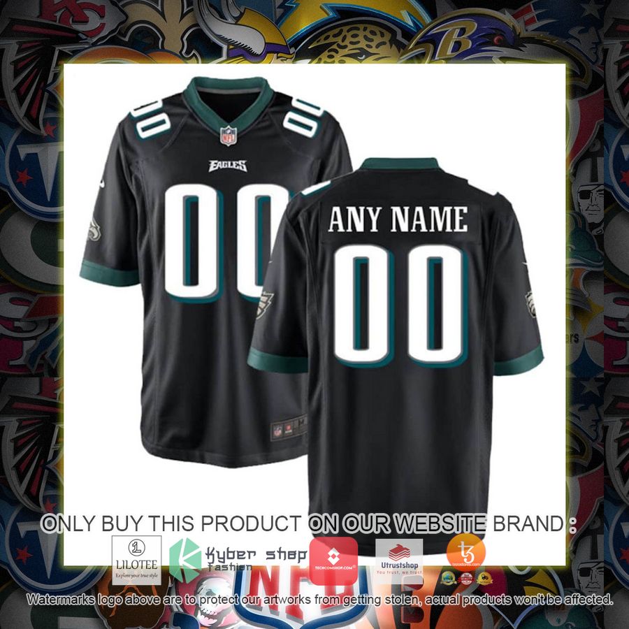 personalized philadelphia eagles nike youth game black football jersey 1 83006