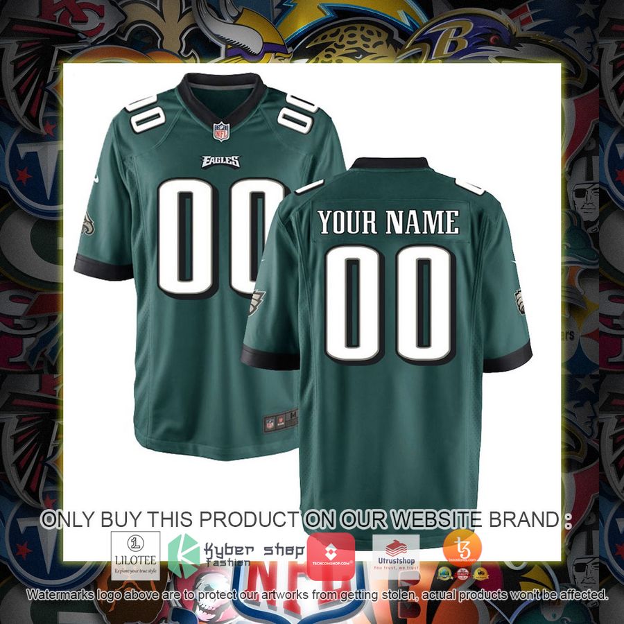 personalized philadelphia eagles nike youth midnight green football jersey 1 49793