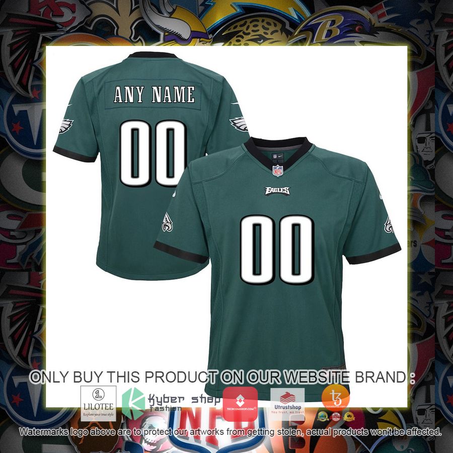 personalized philadelphia eagles nike youth team midnight green football jersey 1 17785