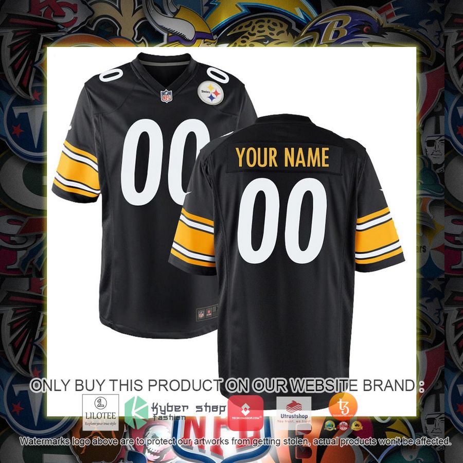 personalized pittsburgh steelers nike youth black football jersey 1 14564