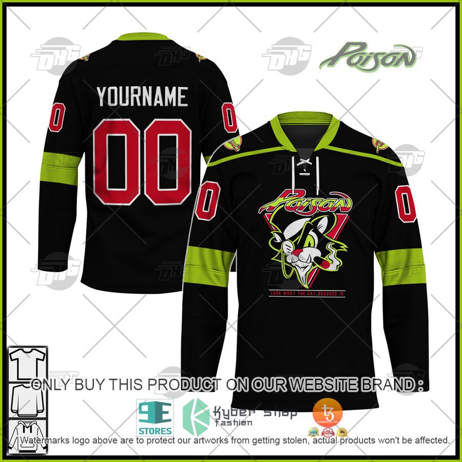 NEW Poison Look What The Cat Dragged In Custom Name Hockey Jersey 1 personalized poison look what the cat dragged in hockey jersey 1 48129