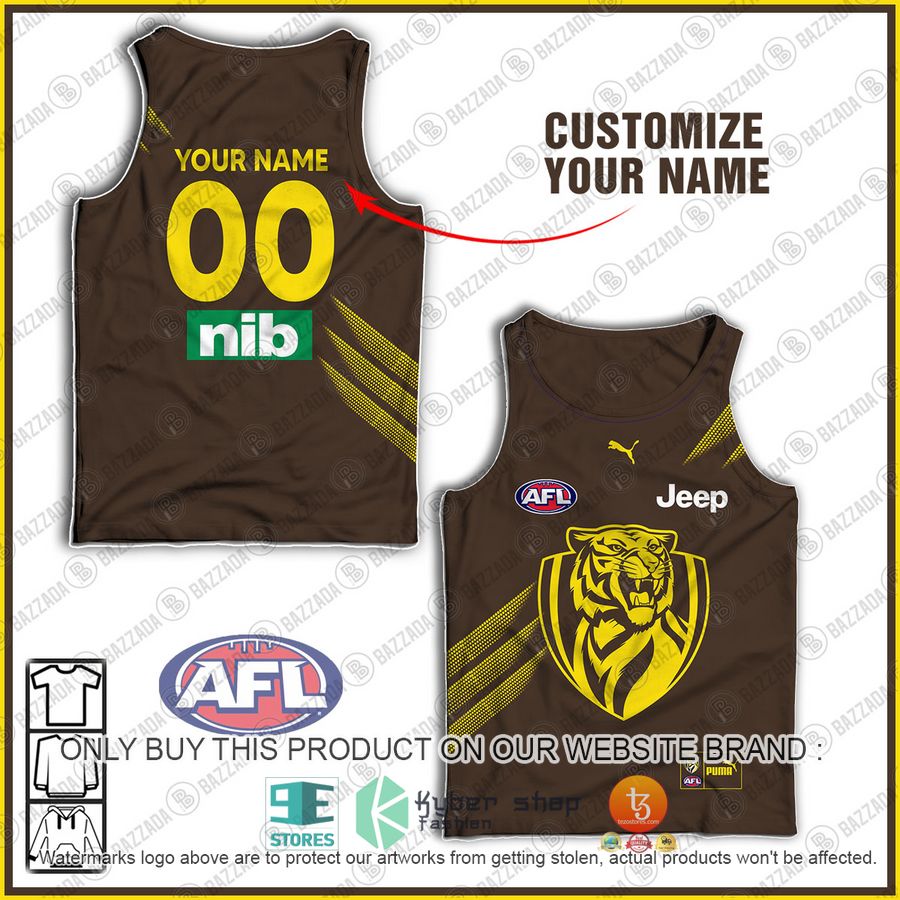 personalized richmond tigers football club vintage retro afl guernsey jeep brown tank top 1 51470