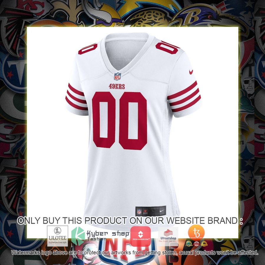 HOT San Francisco 49ers Nike Women's Game White Custom Football Jersey Shirt 2 personalized san francisco 49ers nike womens game white football jersey 2 81245