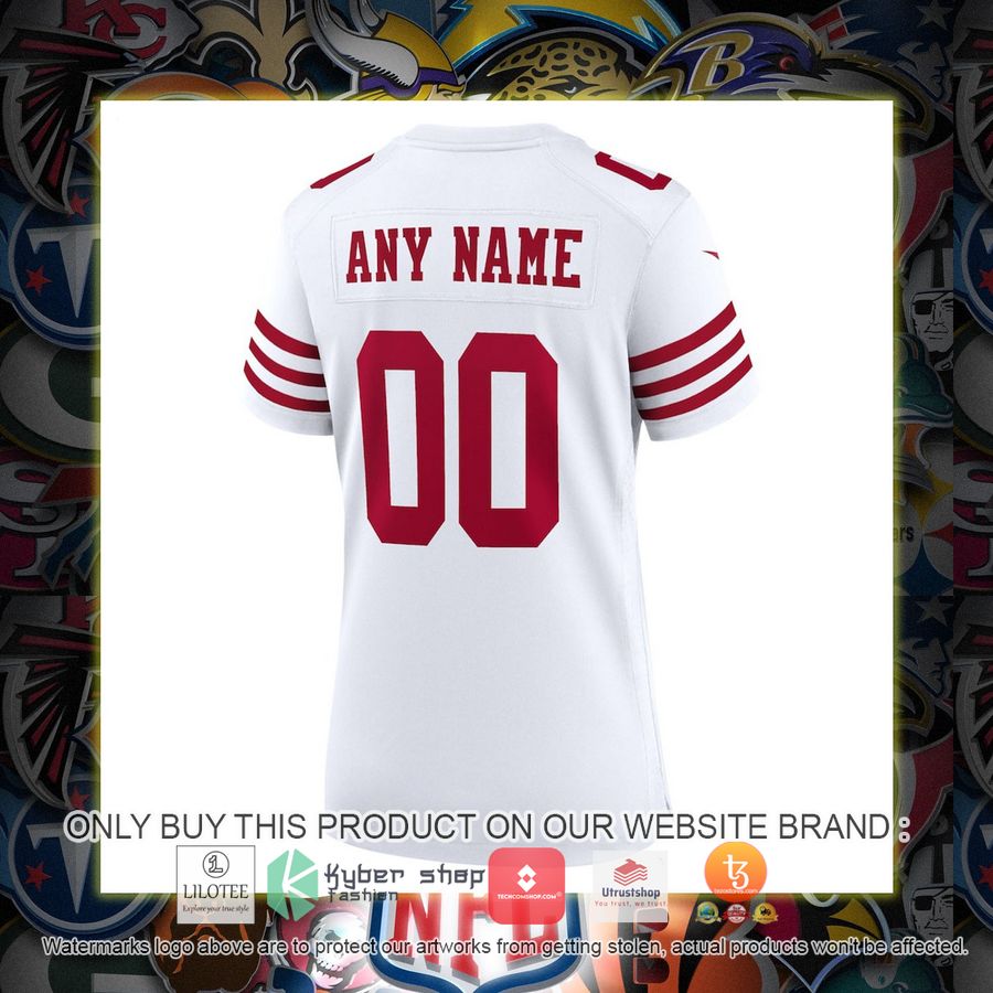 HOT San Francisco 49ers Nike Women's Game White Custom Football Jersey Shirt 3 personalized san francisco 49ers nike womens game white football jersey 3 29892