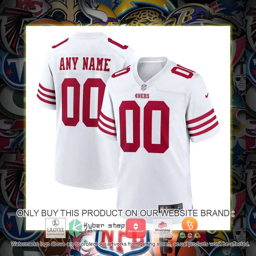 personalized san francisco 49ers nike youth game white football jersey 1 16439