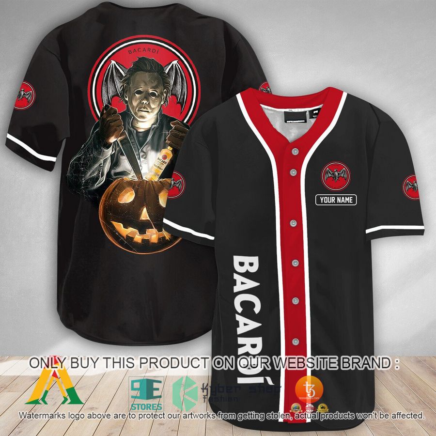 personalized scary michael myers pumpkin bacardi baseball jersey 1 58290