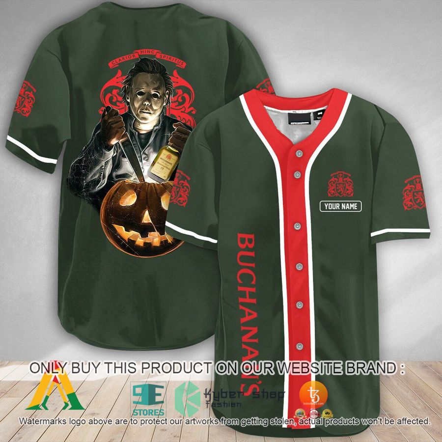 personalized scary michael myers pumpkin buchanans baseball jersey 1 12833