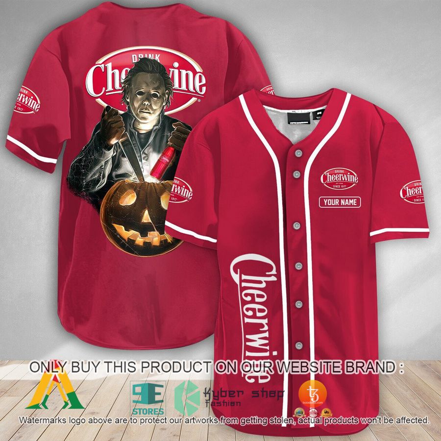 NEW Personalized Scary Michael Myers Pumpkin Cheerwine Baseball Shirt 8 personalized scary michael myers pumpkin cheerwine baseball jersey 1 63123