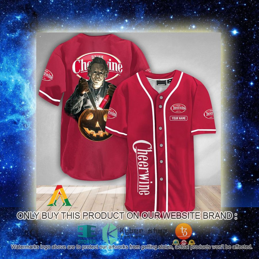 NEW Personalized Scary Michael Myers Pumpkin Cheerwine Baseball Shirt 2 personalized scary michael myers pumpkin cheerwine baseball jersey 2 67003