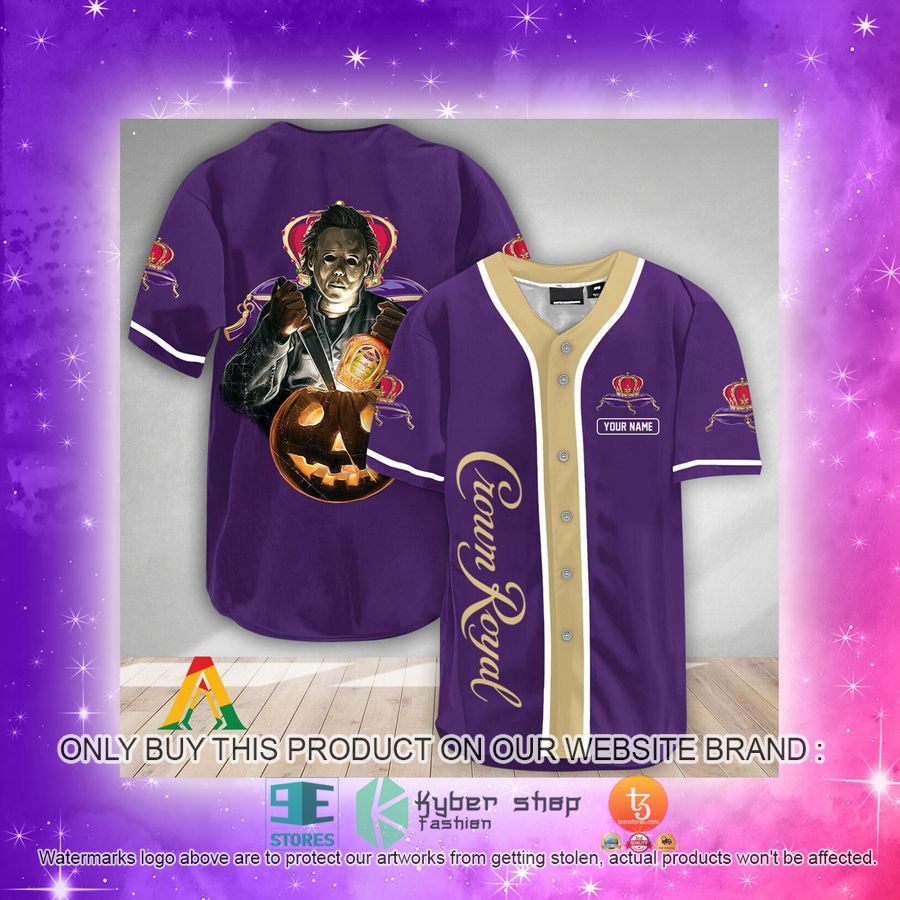 NEW Personalized Scary Michael Myers Pumpkin Crown Royal Baseball Shirt 4 personalized scary michael myers pumpkin crown royal baseball jersey 4 45638