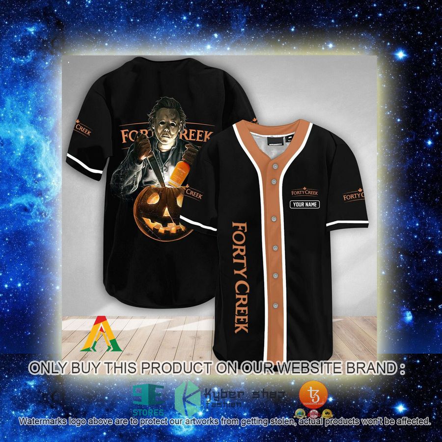NEW Personalized Scary Michael Myers Pumpkin Forty Creek Baseball Shirt 2 personalized scary michael myers pumpkin forty creek baseball jersey 2 87310