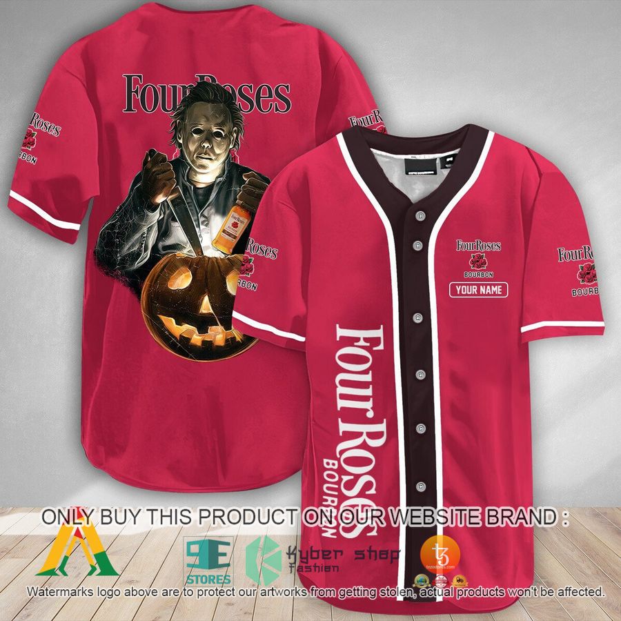 personalized scary michael myers pumpkin four roses bourbon jersey 1 27579