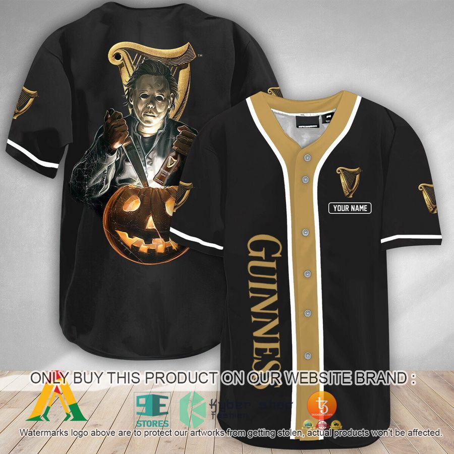 NEW Personalized Scary Michael Myers Pumpkin Guinness Beer Baseball Shirt 9 personalized scary michael myers pumpkin guinness beer baseball jersey 1 79408