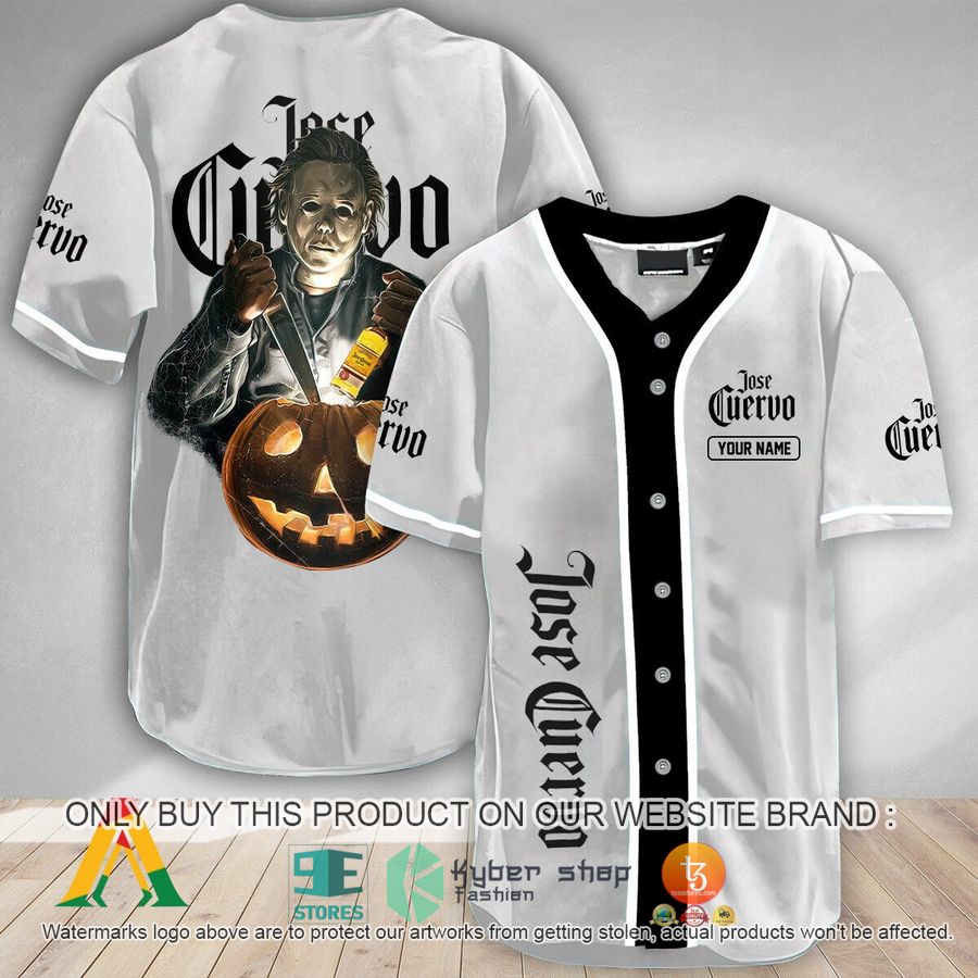 personalized scary michael myers pumpkin jose cuervo baseball jersey 1 68356