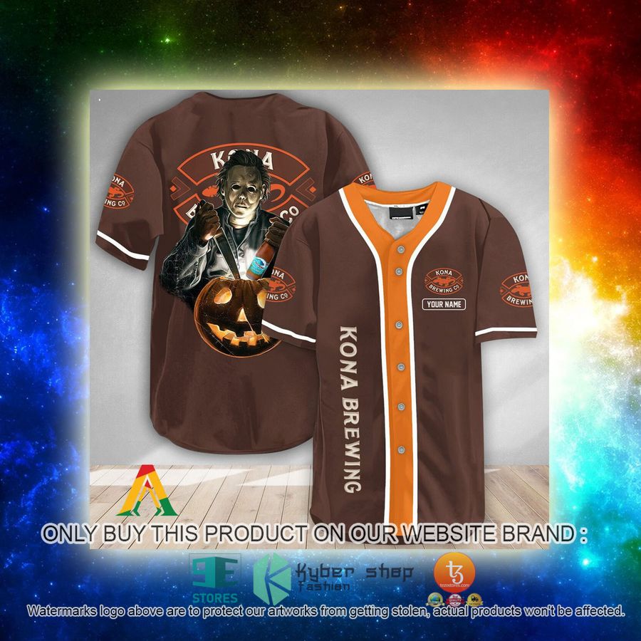 NEW Personalized Scary Michael Myers Pumpkin Kona Brewing Baseball Shirt 3 personalized scary michael myers pumpkin kona brewing baseball jersey 3 49772