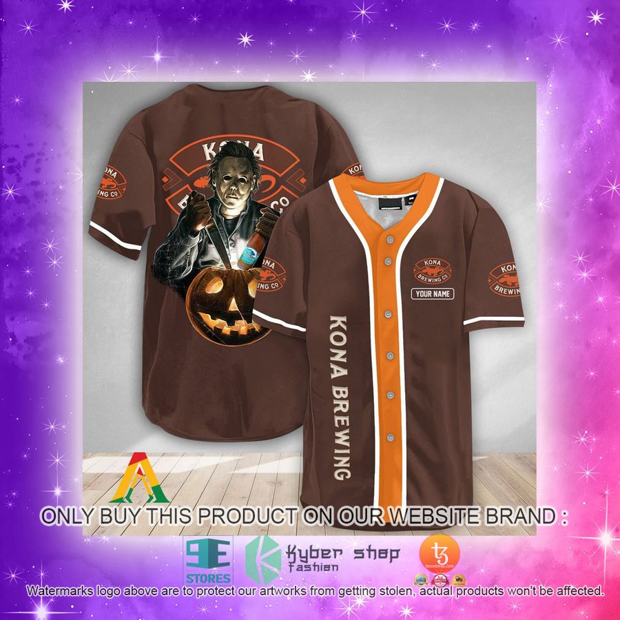 NEW Personalized Scary Michael Myers Pumpkin Kona Brewing Baseball Shirt 4 personalized scary michael myers pumpkin kona brewing baseball jersey 4 13794