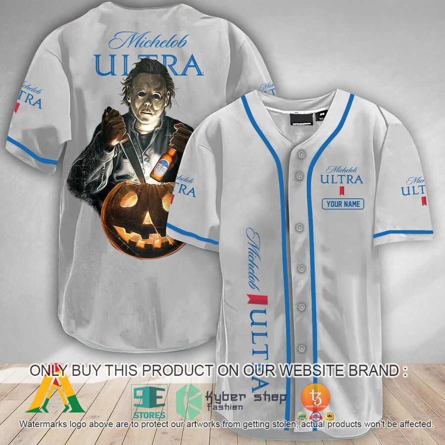 personalized scary michael myers pumpkin michelob ultra jersey 1 44217