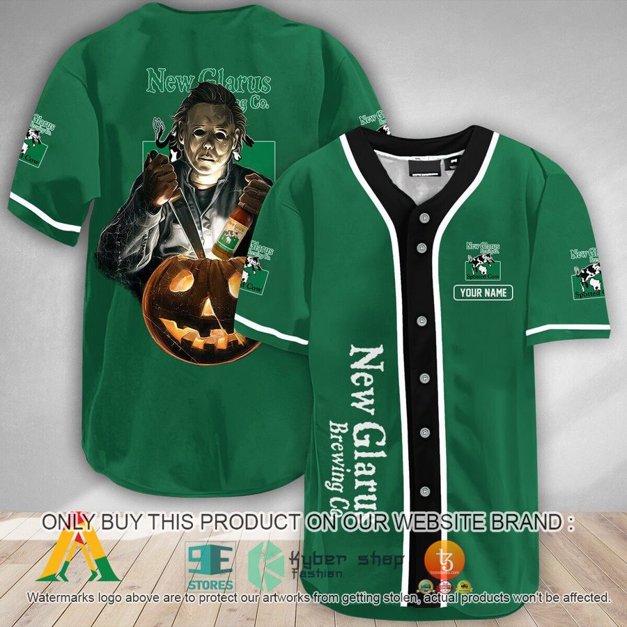 personalized scary michael myers pumpkin new belgium baseball jersey 1 63919