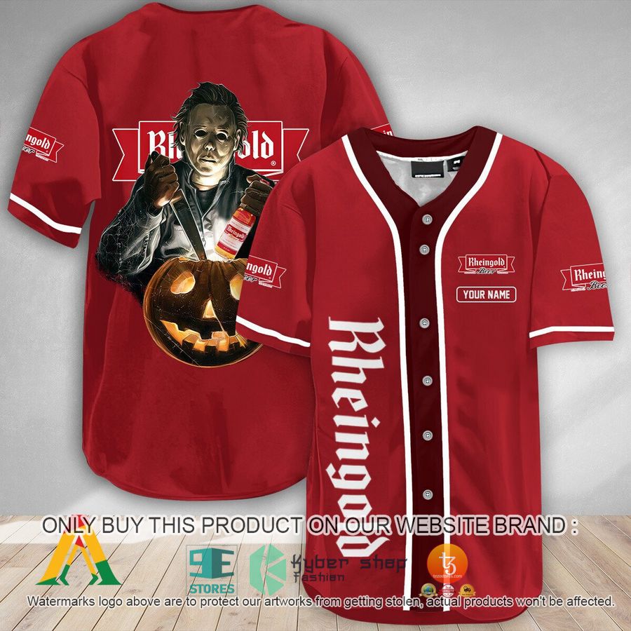 personalized scary michael myers pumpkin rheingold baseball jersey 1 21959