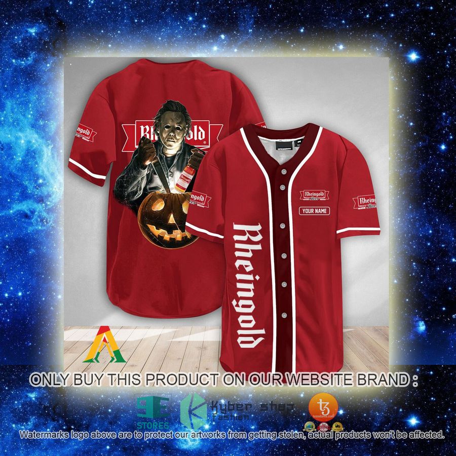 NEW Personalized Scary Michael Myers Pumpkin Rheingold Baseball Shirt 2 personalized scary michael myers pumpkin rheingold baseball jersey 2 18265
