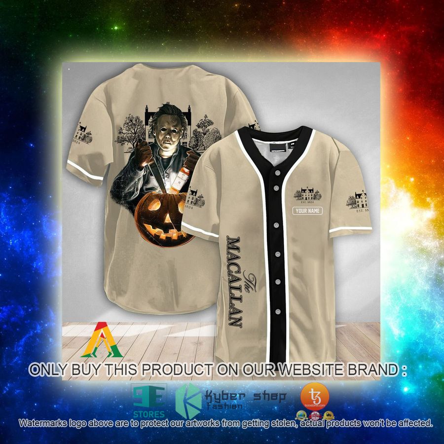 NEW Personalized Scary Michael Myers Pumpkin The Macallan Baseball Shirt 3 personalized scary michael myers pumpkin the macallan baseball jersey 3 57469