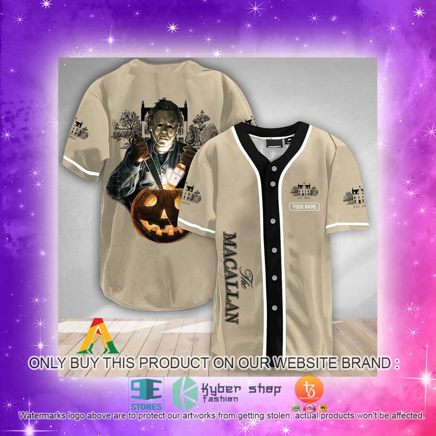 NEW Personalized Scary Michael Myers Pumpkin The Macallan Baseball Shirt 4 personalized scary michael myers pumpkin the macallan baseball jersey 4 28779