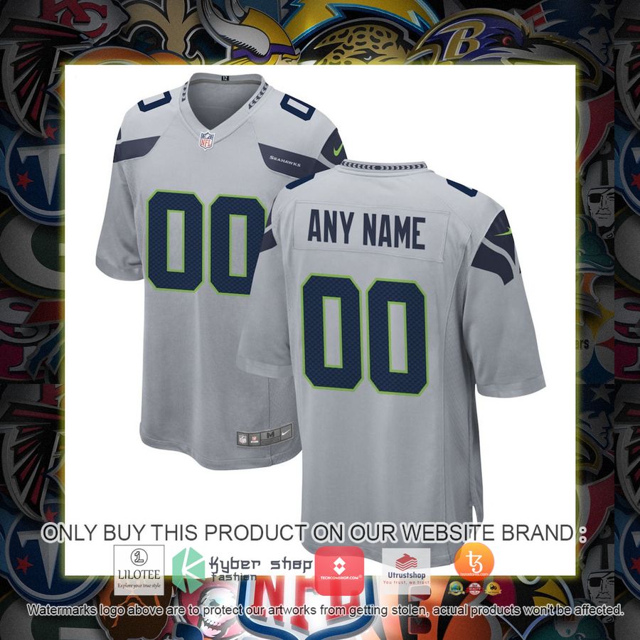 HOT Seattle Seahawks Nike Alternate Gray Personalized Football Jersey 7 personalized seattle seahawks nike alternate gray football jersey 1 70711