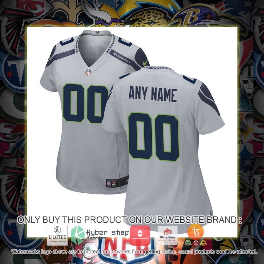 HOT Seattle Seahawks Nike Women's Alternate Gray Personalized Football Jersey 6 personalized seattle seahawks nike womens alternate gray football jersey 1 53249