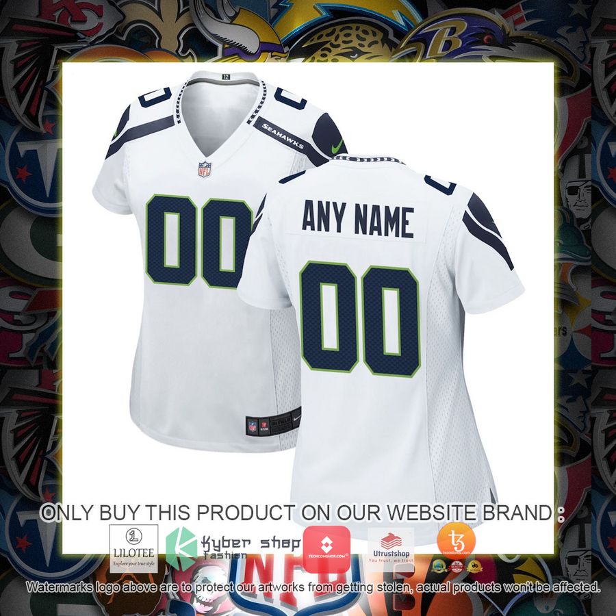 HOT Seattle Seahawks Nike Women's White Personalized Football Jersey 1 personalized seattle seahawks nike womens white football jersey 1 27184