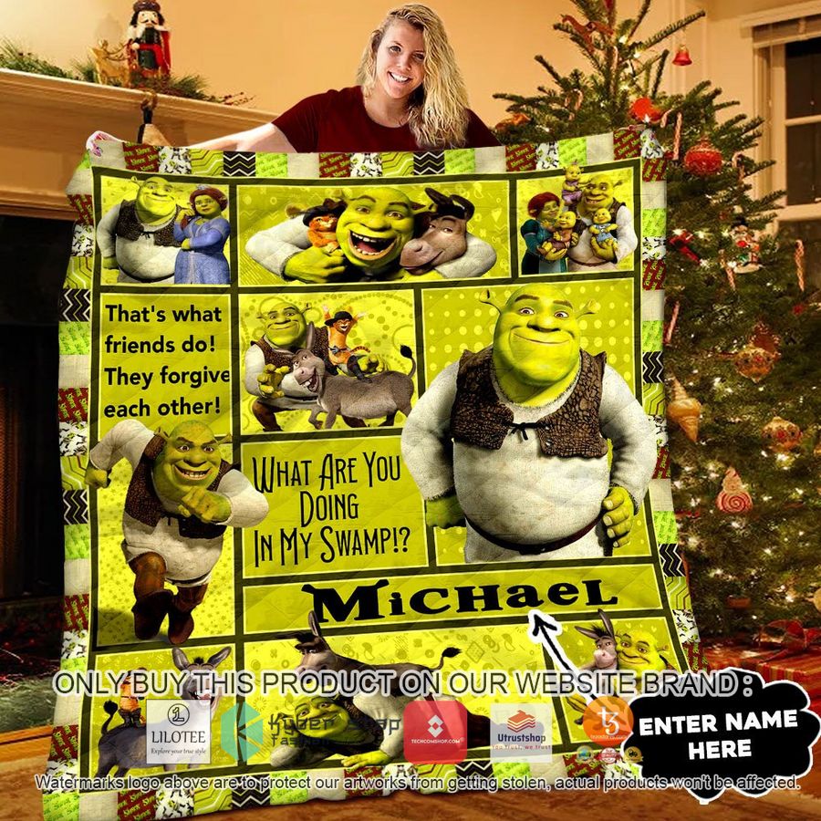 personalized shrek what are you doing in my swamp quilt 1 55325