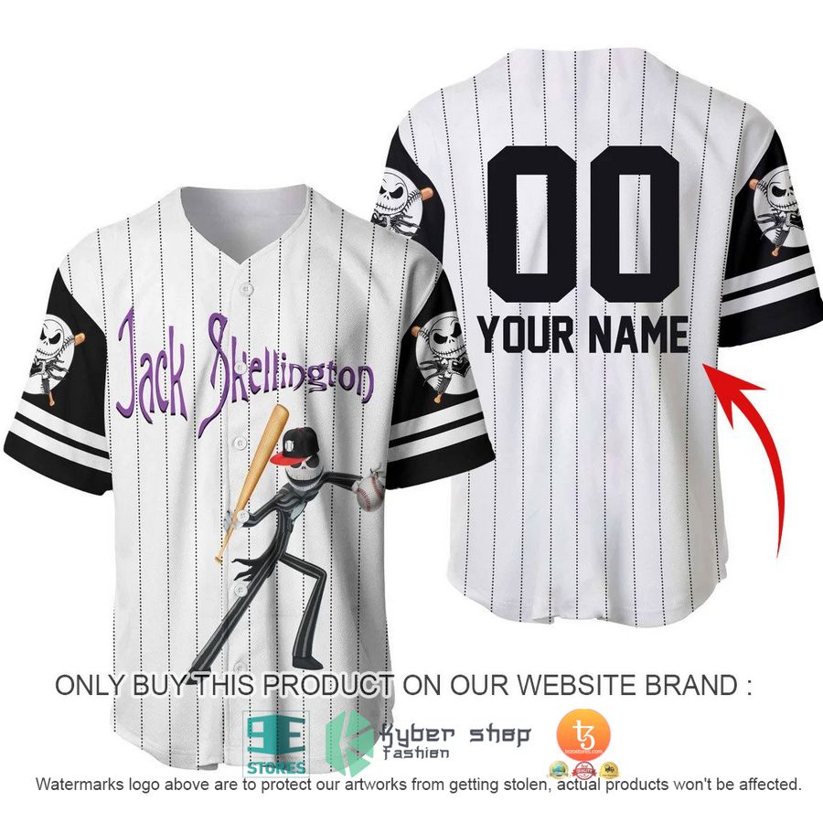 personalized striped jack skellington baseball jersey 1 51541