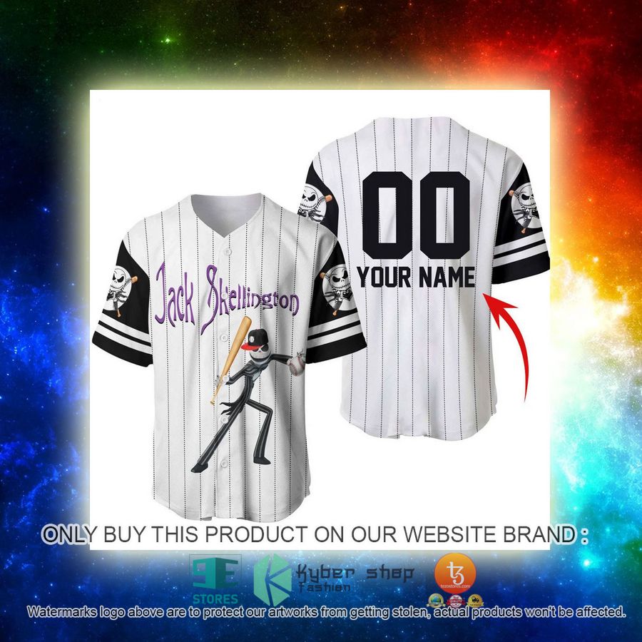 NEW Personalized Striped Jack Skellington Baseball Shirt 3 personalized striped jack skellington baseball jersey 3 1419