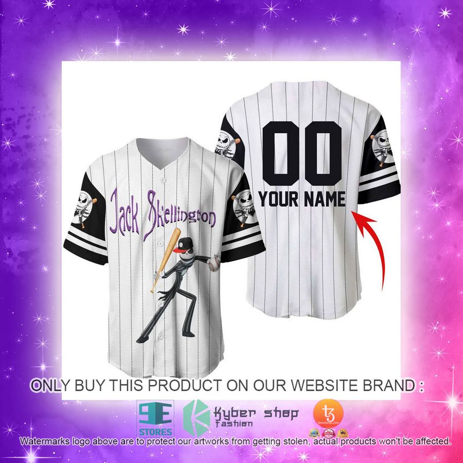 NEW Personalized Striped Jack Skellington Baseball Shirt 4 personalized striped jack skellington baseball jersey 4 11517