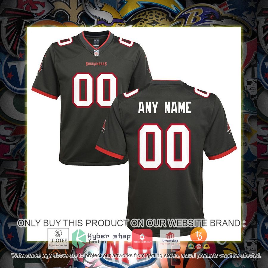 personalized tampa bay buccaneers nike youth alternate pewter football jersey 1 7010