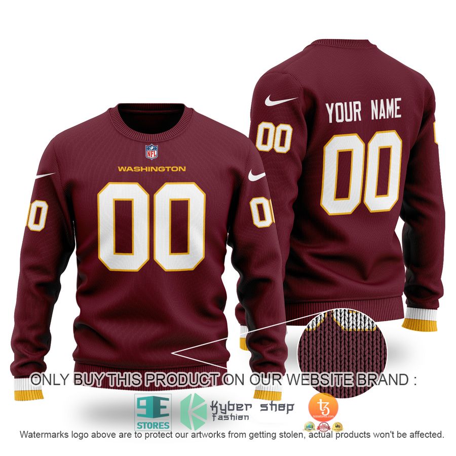 personalized washington commanders nfl dark red sweater 1 15556