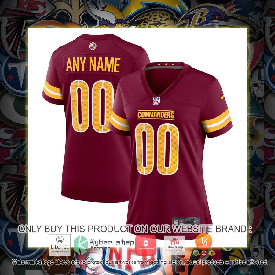 personalized washington commanders nike womens game player burgundy football jersey 1 83310