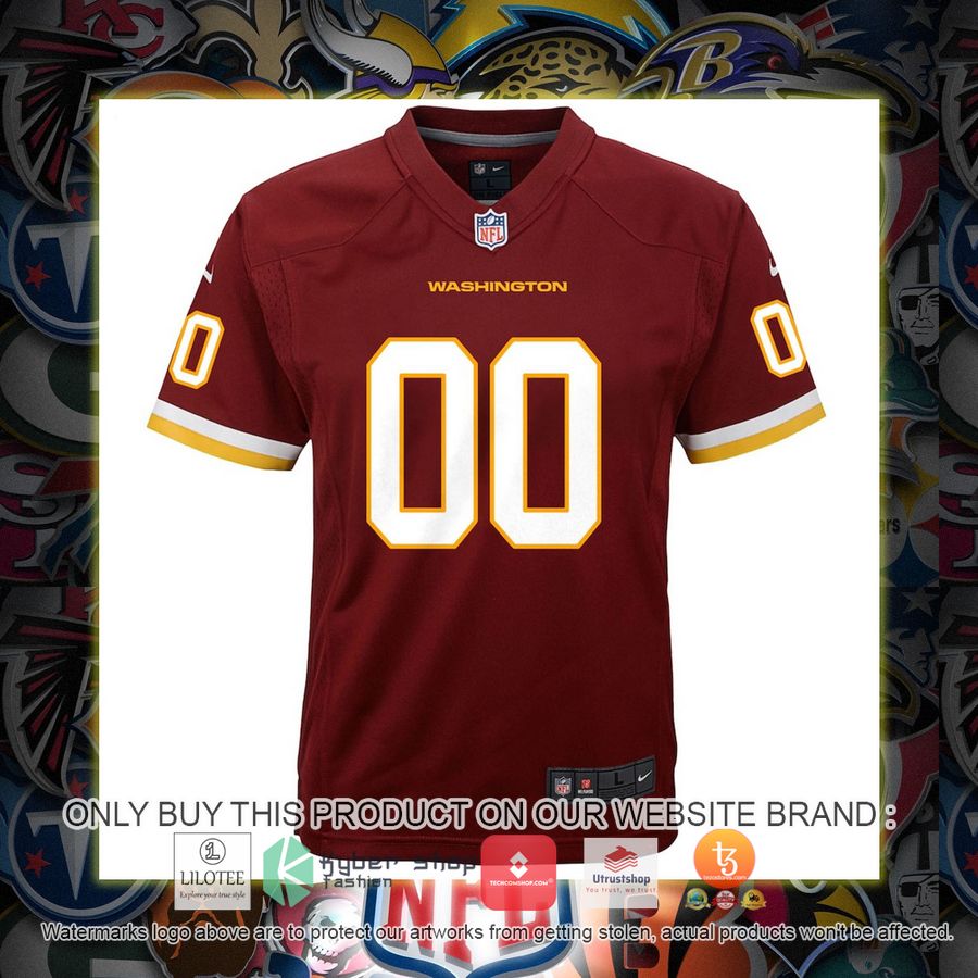 HOT Washington Football Team Nike Youth Burgundy Custom Football Jersey Shirt 2 personalized washington football team nike youth burgundy football jersey 2 18809