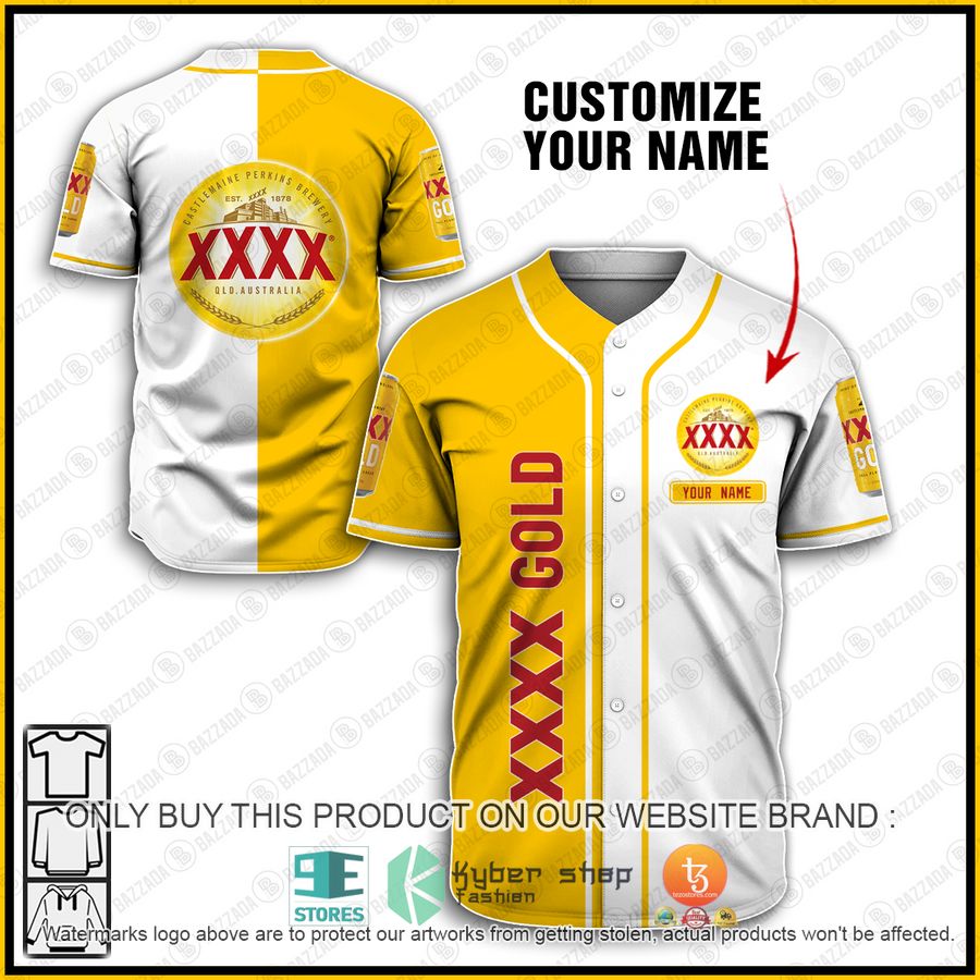 personalized xxxx gold baseball jersey shirt 1 32656