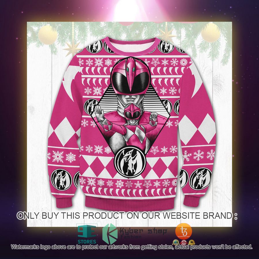 HOT Pink Power Rangers Ugly Sweater 2 pink power rangers ugly sweater 2 1246