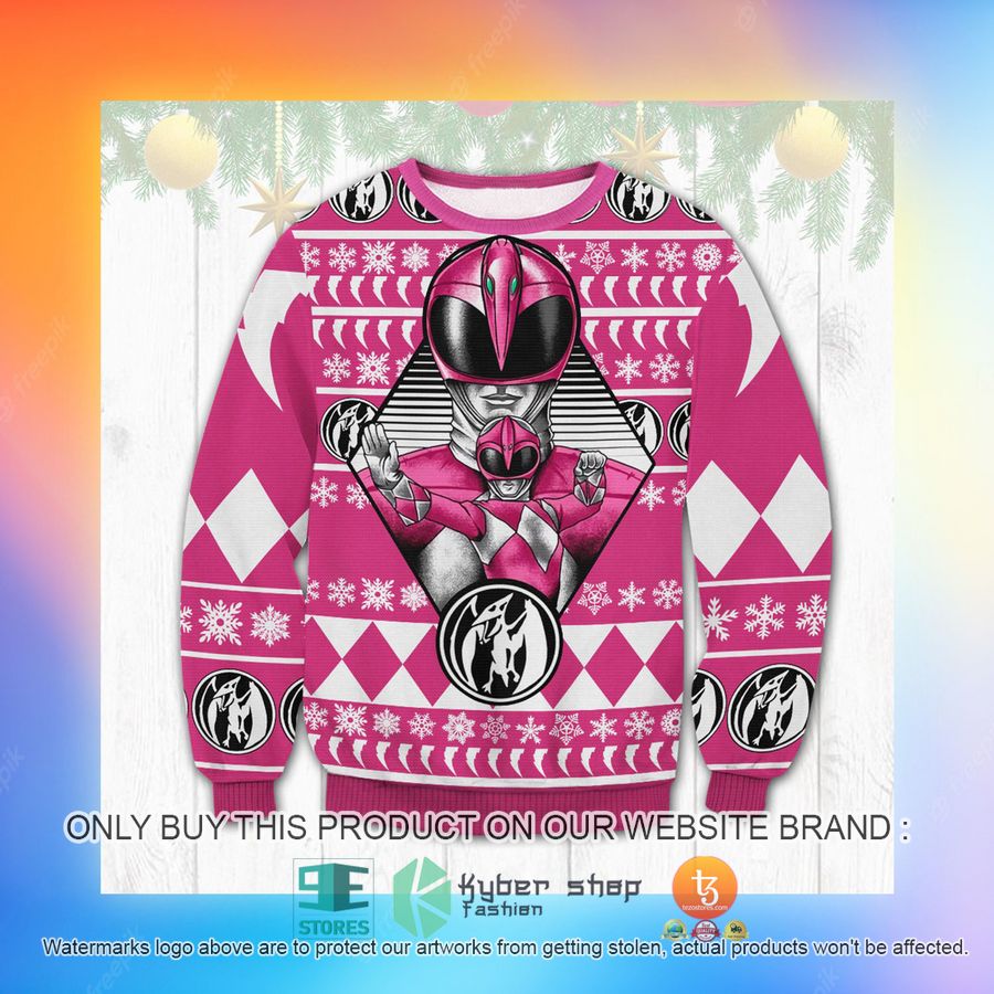 HOT Pink Power Rangers Ugly Sweater 3 pink power rangers ugly sweater 3 59111
