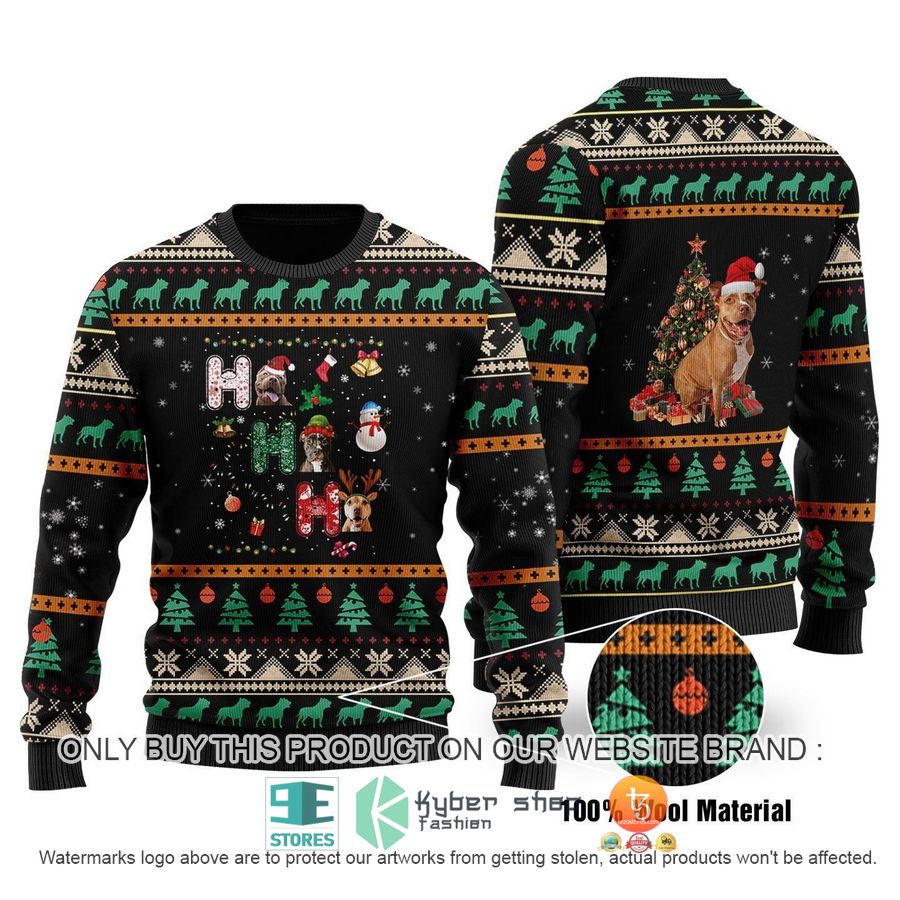 pitbull ho ho ho christmas tree ugly sweater 1 8502