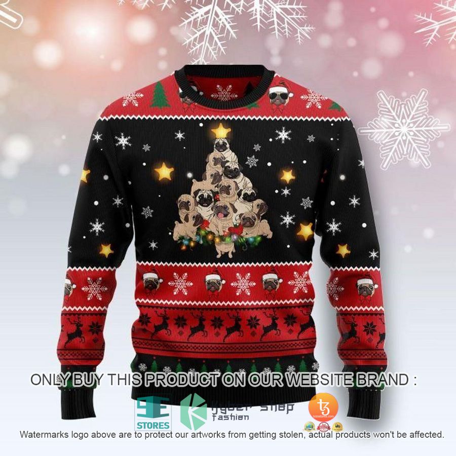 HOT Pug Christmas Tree Ugly Christmas Sweater 3 pug christmas tree ugly christmas sweater 3 14644