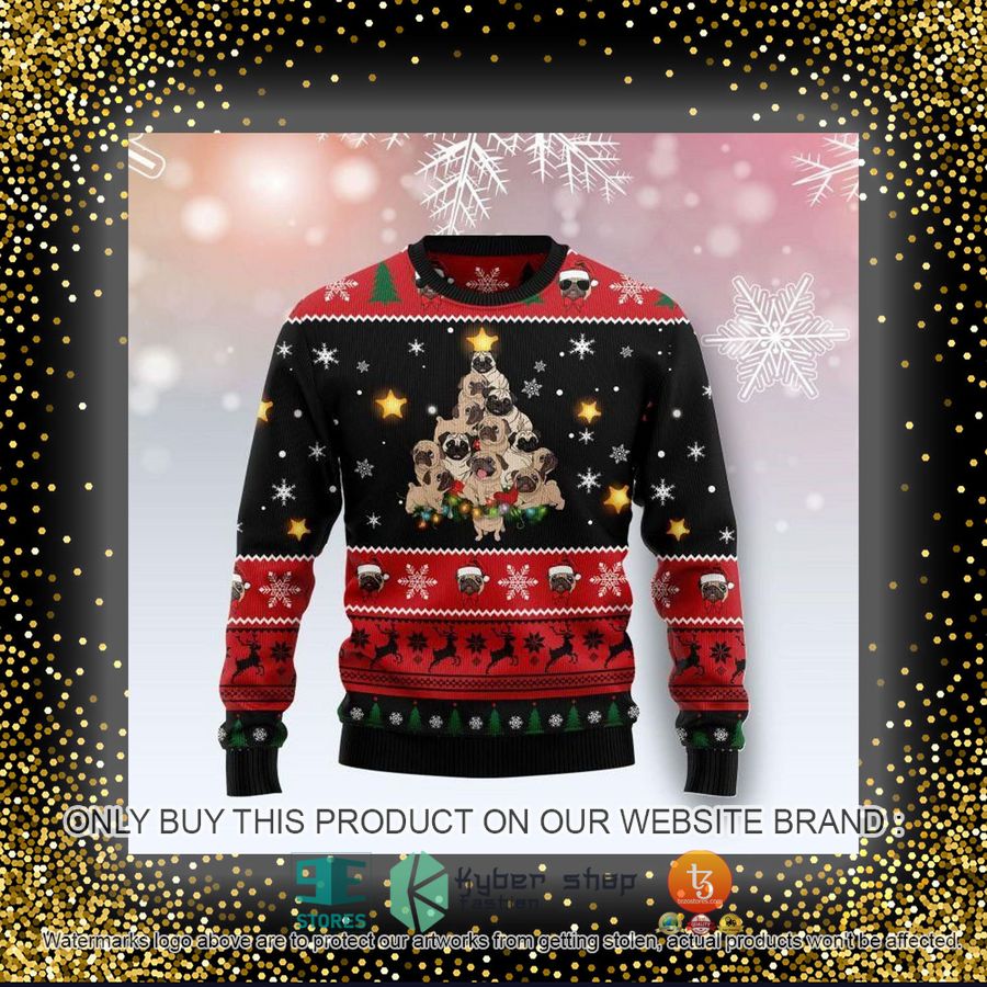 HOT Pug Christmas Tree Ugly Christmas Sweater 4 pug christmas tree ugly christmas sweater 4 77900