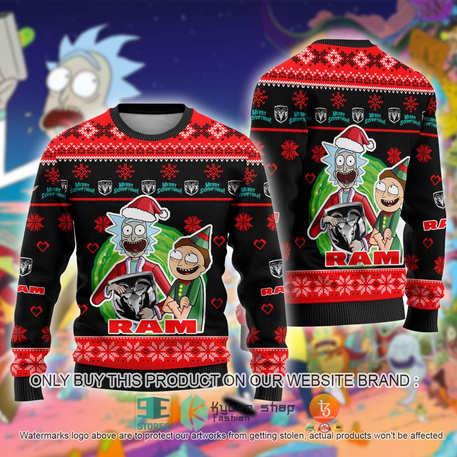 NEW RAM Trucks Car Rick and Morty Sweatshirt 1 ram trucks car rick and morty ugly christmas sweater 1 35772
