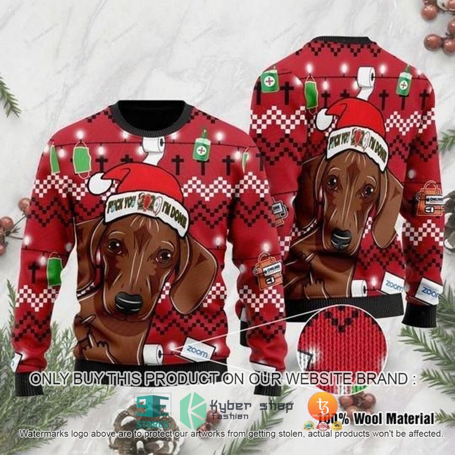 HOT Red Dachshund And Fuck, I'm Done Ugly Christmas Sweater 2 red dachshund and fuck im done ugly christmas sweater 2 1958
