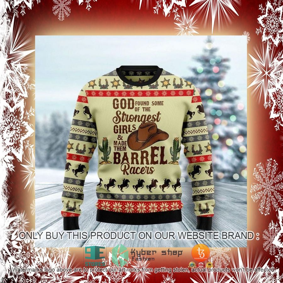 NEW Rodeo Girl God Found Some Of The Strongest Girls Made Them Barrel Racers Sweatshirt, Sweater 2 rodeo girl god found some of the strongest girls made them barrel racers ugly sweater 2 7646