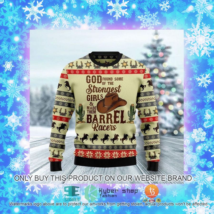 NEW Rodeo Girl God Found Some Of The Strongest Girls Made Them Barrel Racers Sweatshirt, Sweater 4 rodeo girl god found some of the strongest girls made them barrel racers ugly sweater 4 11888